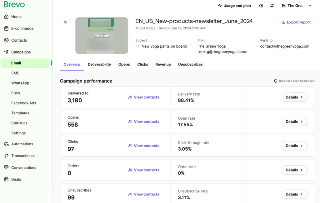 Brevo Review: Analytics and Reporting